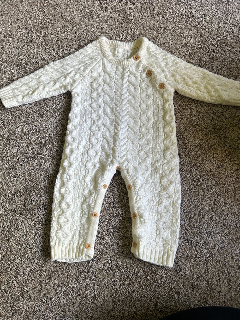 12-18 months Cream Cable-Knit Baby One-Piece Romper NWOT